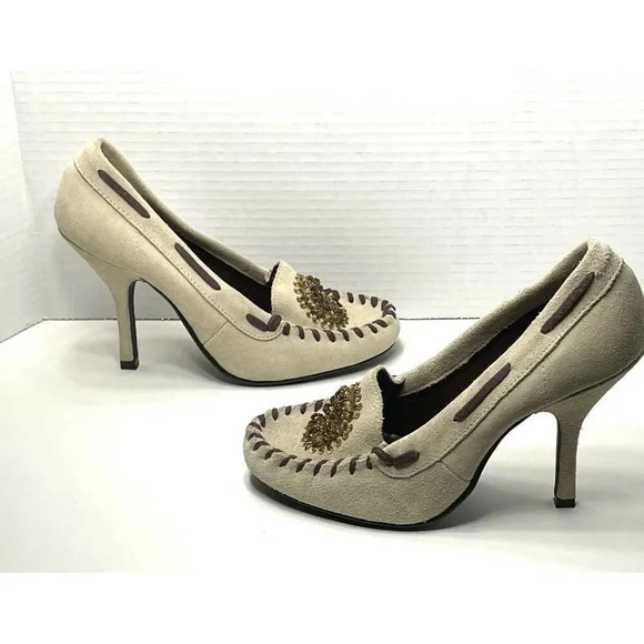 Chinese Laundry Stone Suede Cammie Moccasin Pumps Heels​ - Picture 3 of 5